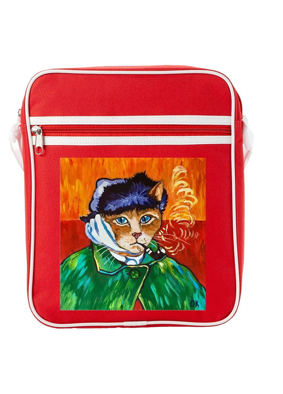 Сумка-месенджер Кіт Вінсент Ван Гог (Vincent van Gogh Cat) Червоний (92289-2958-RD) MobiPrint (259887181)