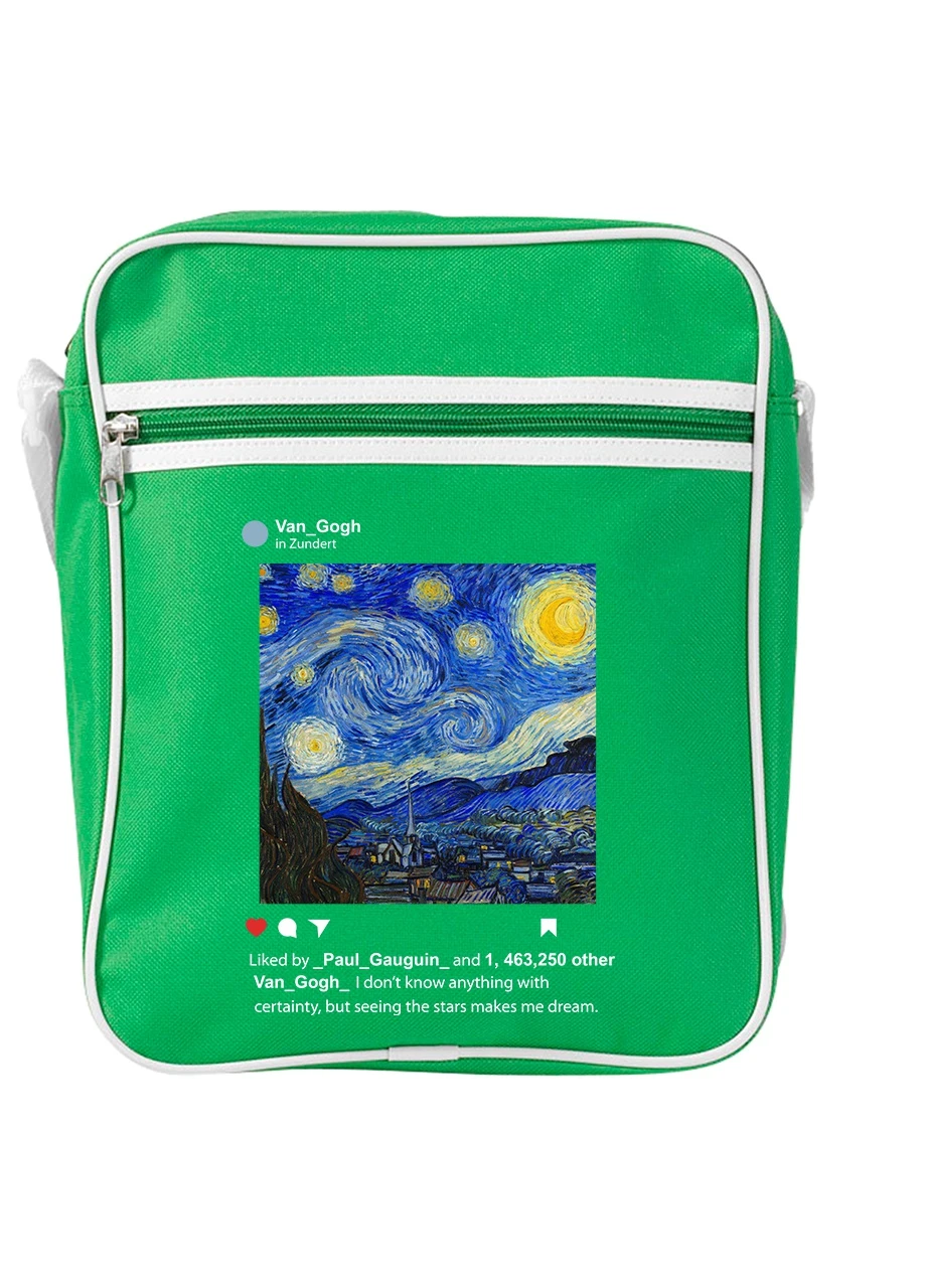 Сумка-мессенджер Инстаграм Звёздная ночь Винсент Ван Гог (Instagram van Gogh) Зеленый (92289-2965-KG) MobiPrint (259886645)