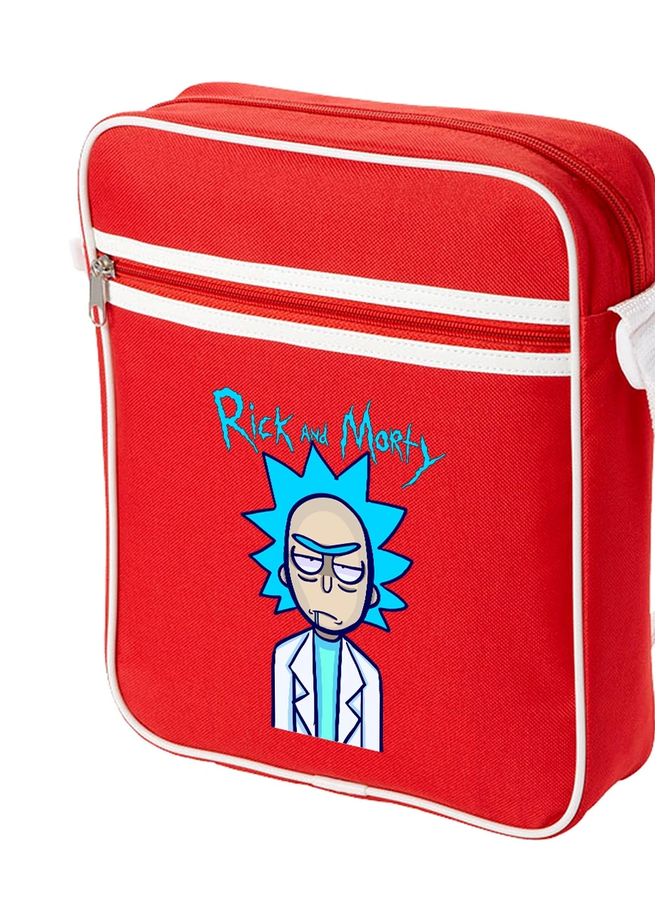 Сумка-мессенджер Рик Санчез и Морти Смит Рик и Морти (Rick and Morty) Красный (92289-2938-RD) MobiPrint (259886551)