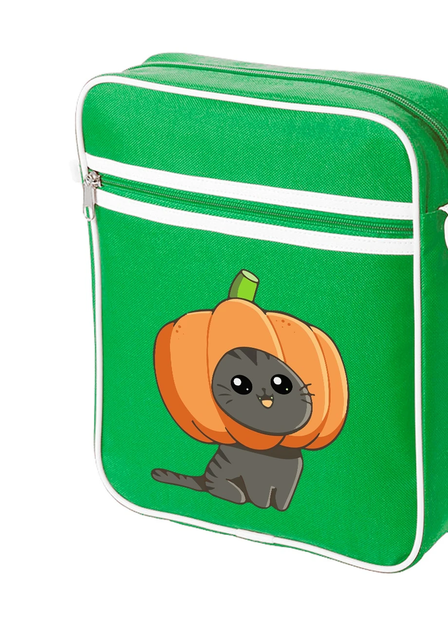 Сумка-мессенджер Тыква кот (Pumpkincat) Зеленый (92289-3435-KG) MobiPrint (259887632)