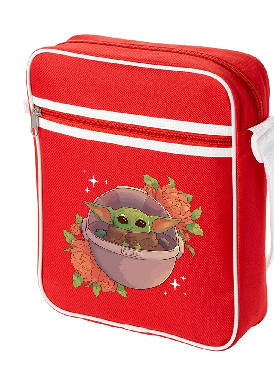Сумка-месенджер Грогу Йода квіти (Grogu Baby Yoda) Червоний (92289-3521-RD) MobiPrint (259886606)