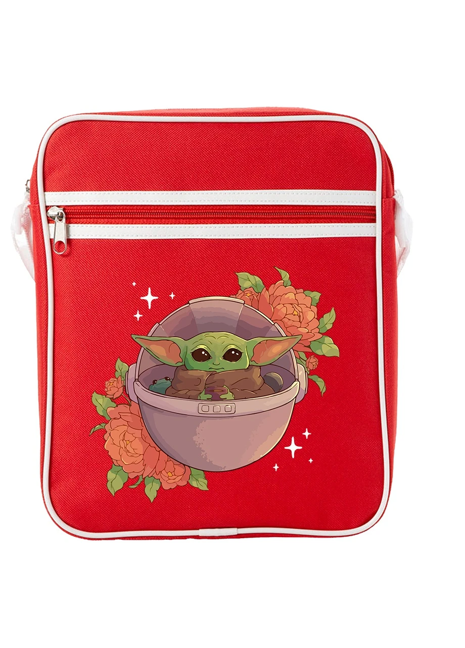 Сумка-месенджер Грогу Йода квіти (Grogu Baby Yoda) Червоний (92289-3521-RD) MobiPrint (259886606)