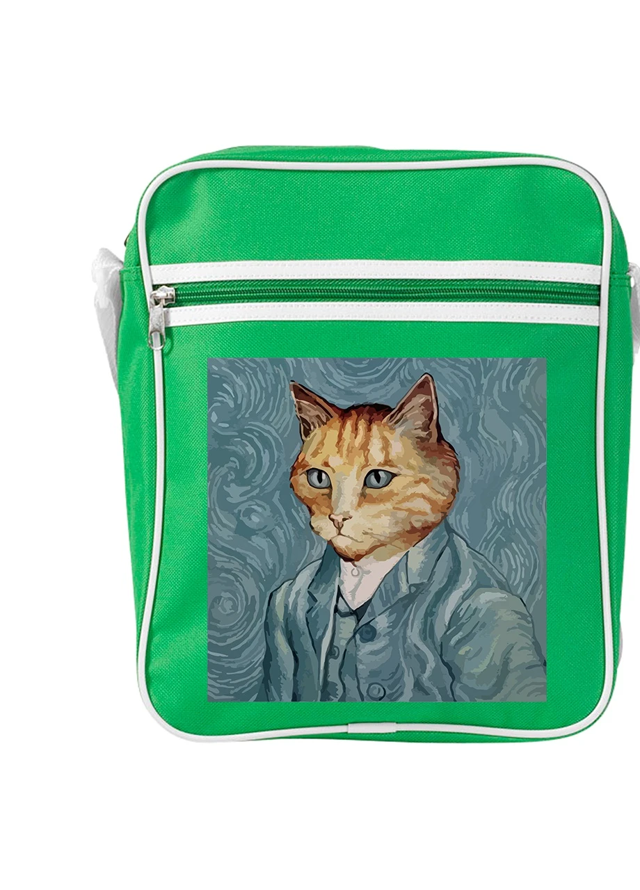 Сумка-месенджер Кіт Вінсент Ван Гог (Vincent van Gogh Cat) Зелений (92289-2959-KG) MobiPrint (259886098)