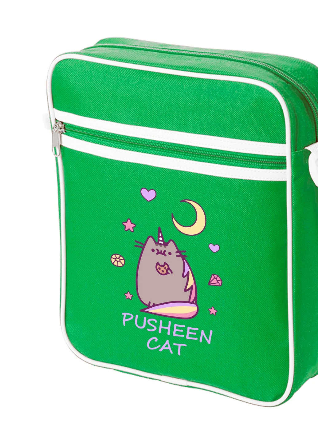 Сумка-мессенджер Кот Пушин (Pusheen Cat) Зеленый (92289-3349-KG) MobiPrint (259887733)