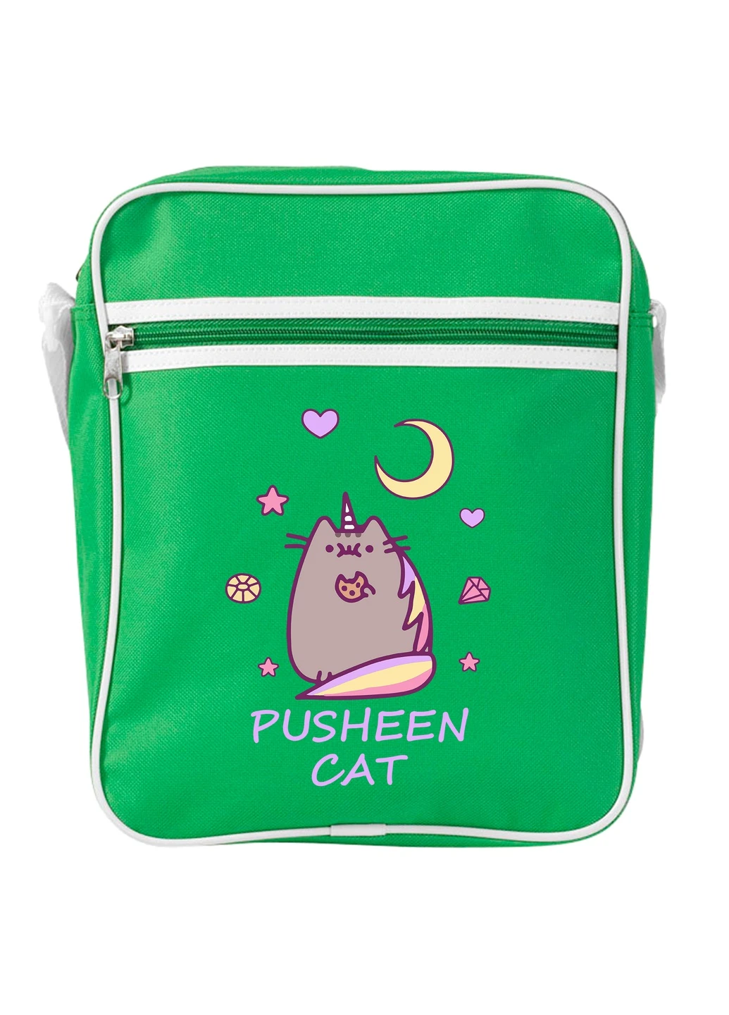 Сумка-мессенджер Кот Пушин (Pusheen Cat) Зеленый (92289-3349-KG) MobiPrint (259887733)