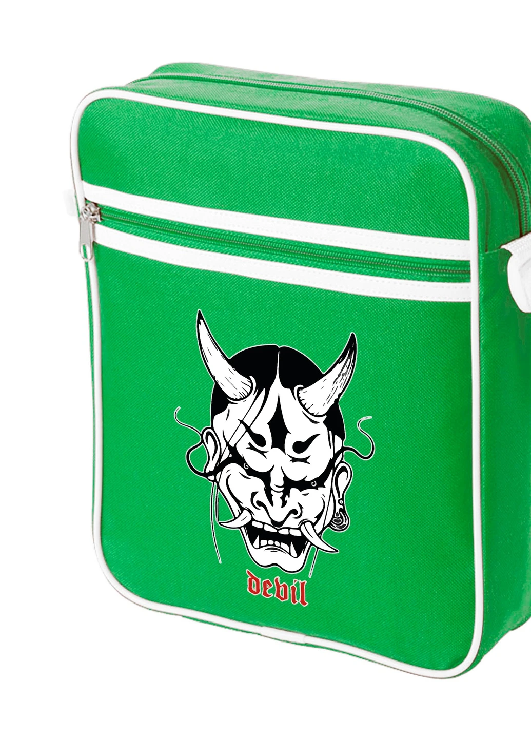 Сумка-мессенджер Японская маска демона (Japanese demon mask) Зеленый (92289-3328-KG) MobiPrint (259886569)