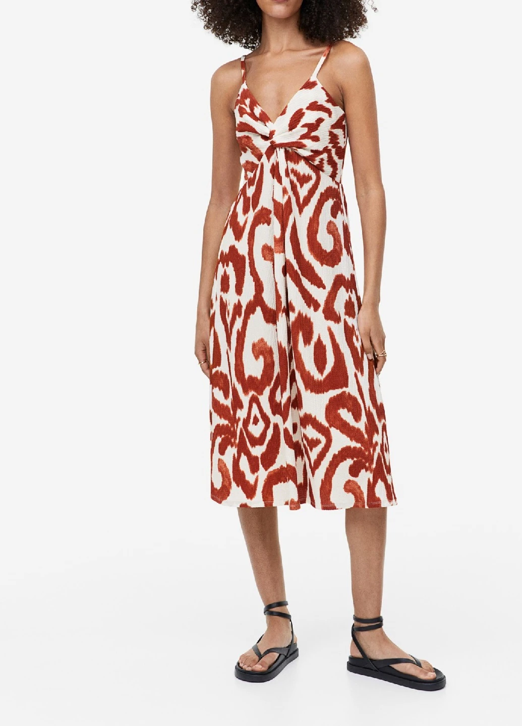 Коричневое кэжуал платье H&M с рисунком