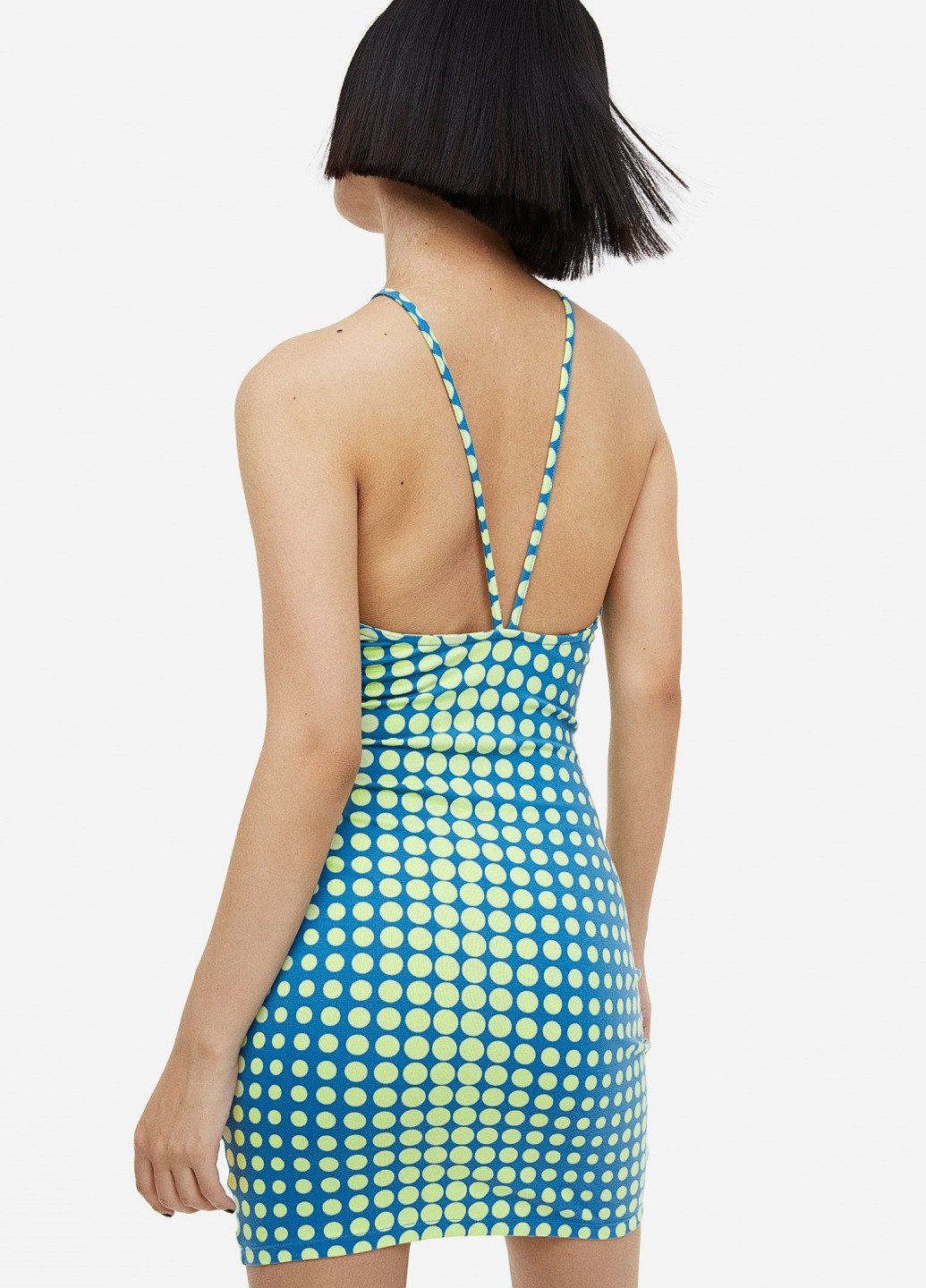 Бирюзовое кэжуал платье H&M с абстрактным узором