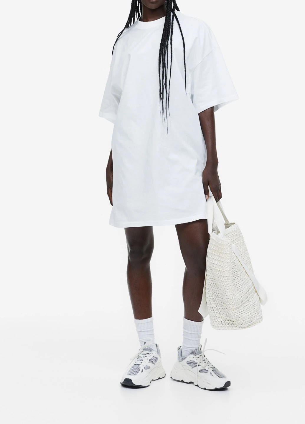 Белое кэжуал платье H&M однотонное