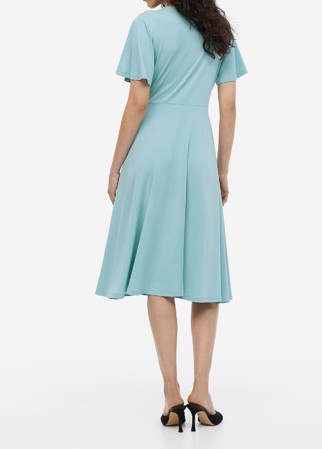 Светло-бирюзовое деловое платье H&M однотонное