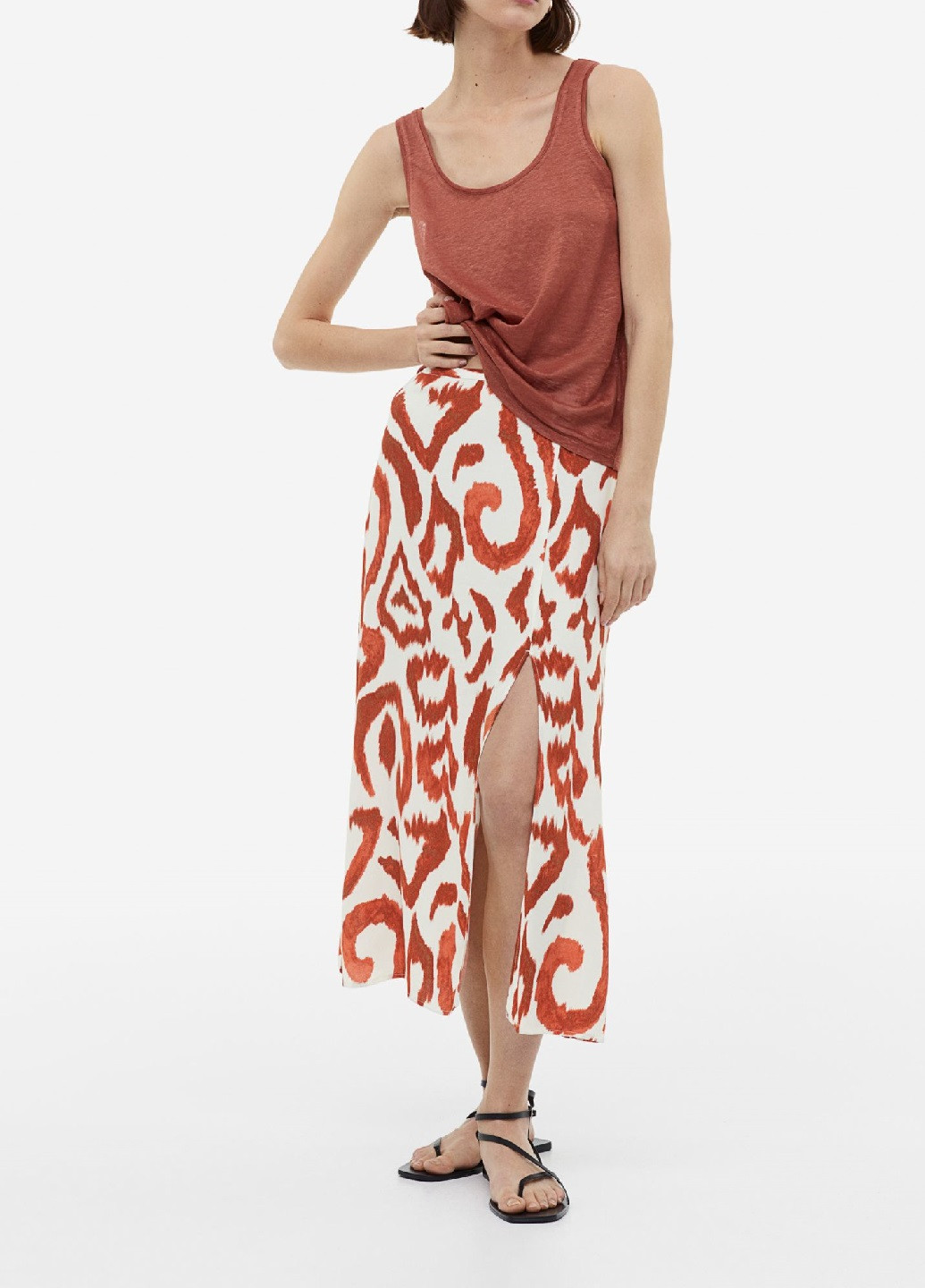 Молочная кэжуал с рисунком юбка H&M