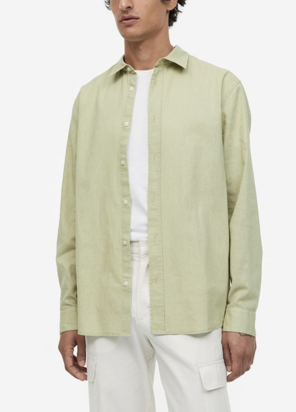 Светло-зеленая кэжуал рубашка H&M