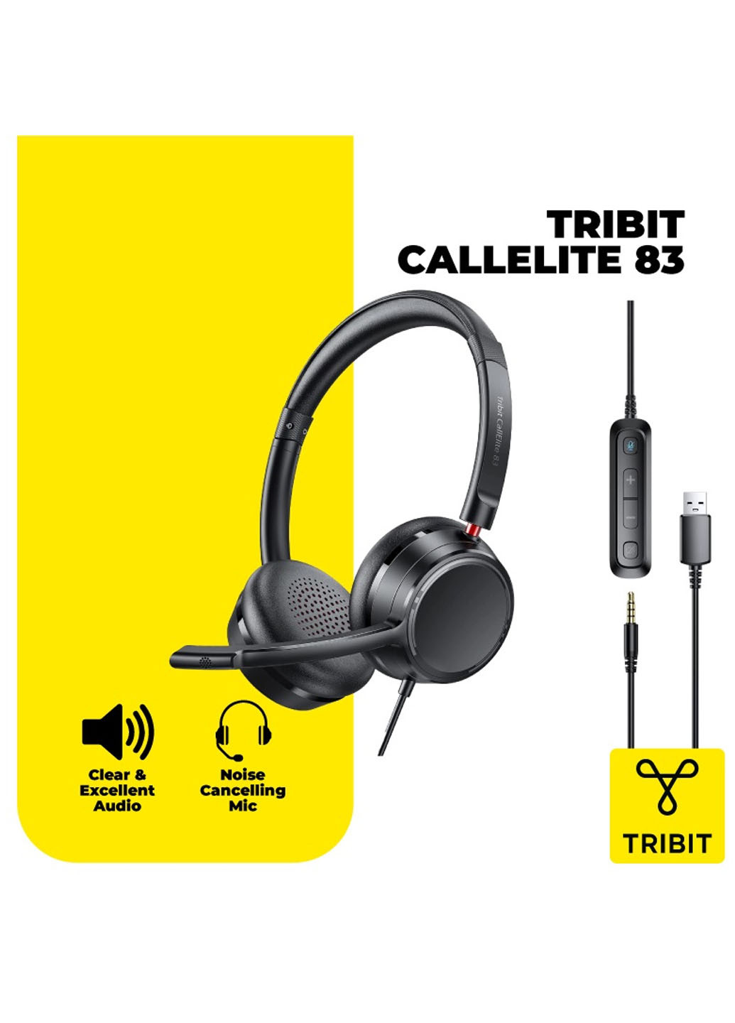 Дротові навушники Tribit CallElite BTH83 з мікрофоном і шумозаглушенням Lemfo (259787245)