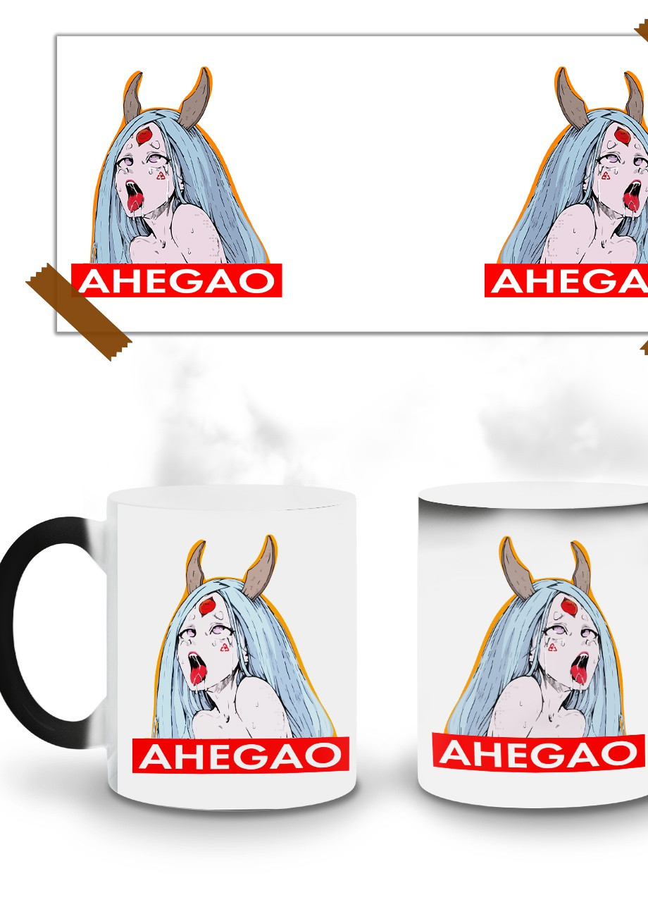 Кружка-хамелеон Ахегао дівчина-рот лого(Ahegao girl logo) 330мл (93429-3508-wthm) MobiPrint (259887422)