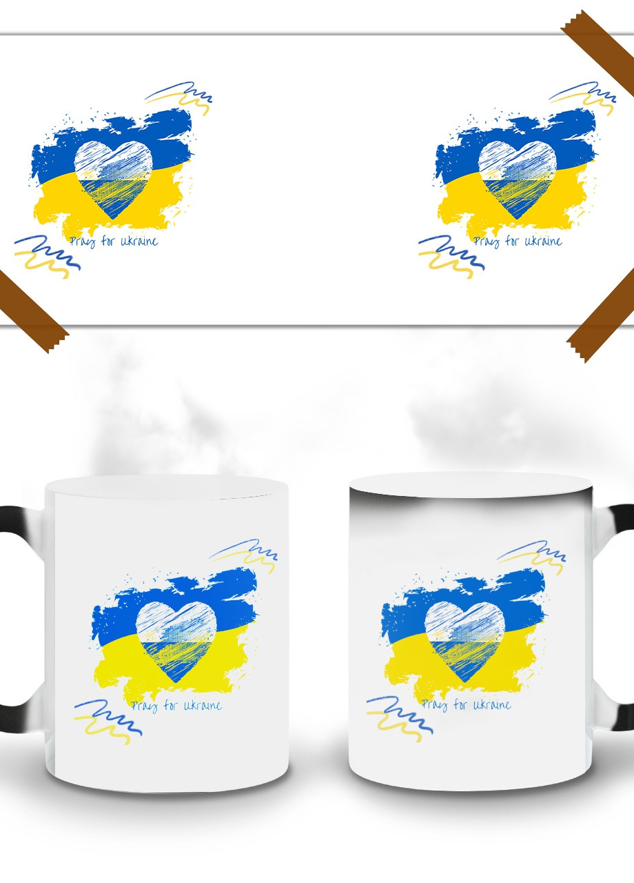Кружка-хамелеон Мир для Украины 330мл (93429-3698-wthm) MobiPrint (259887522)