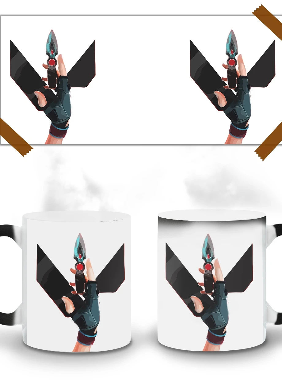 Кружка-хамелеон Валорант Джетт рука-лого (Valorant Jett) 330мл (93429-3537-wthm) MobiPrint (259887746)
