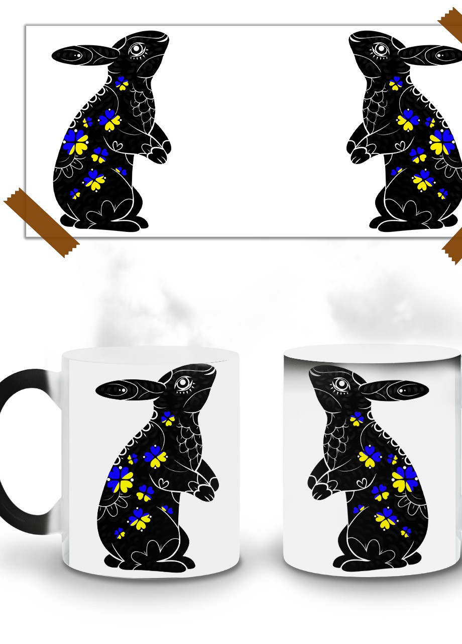 Кружка-хамелеон Черный кролик 330мл (93429-3886-wthm) MobiPrint (259885783)