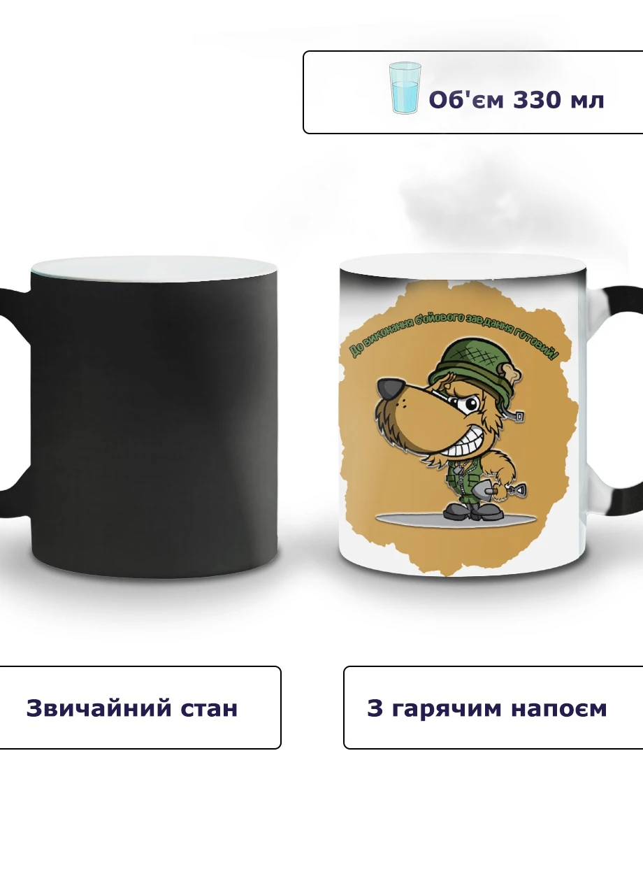 Кружка-хамелеон До виконання бойового завдання готовий 330мл (93429-3908-wthm) MobiPrint (259886034)