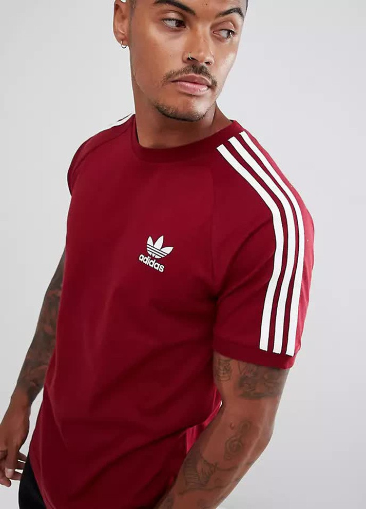 Бордовая футболка из хлопка Adidas Originals