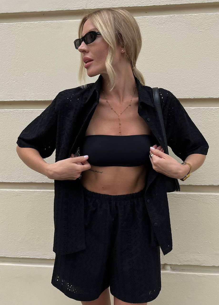 Жіночий літній костюм мереживний (шорти та сорочка з коротким рукавом) ZF inspire (259792891)