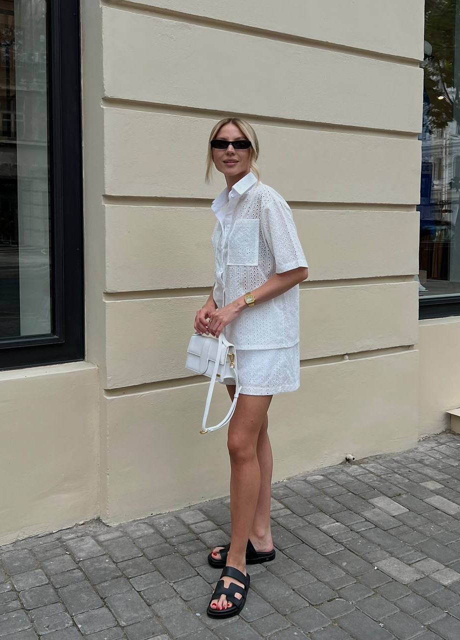 Женский летний костюм кружевной (шорты и рубашка с коротким рукавом) ZF inspire (259792892)