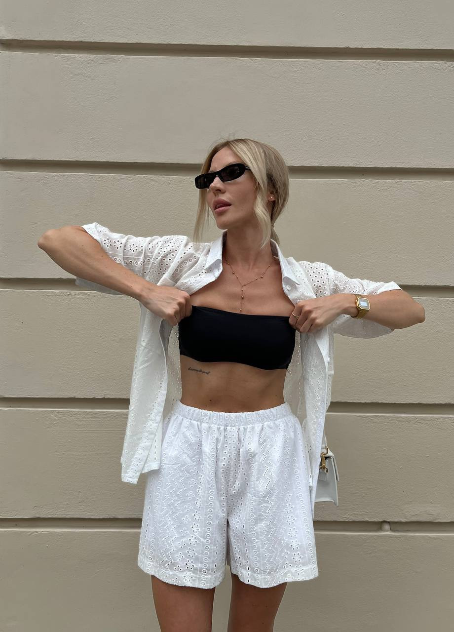 Женский летний костюм кружевной (шорты и рубашка с коротким рукавом) ZF inspire (259792892)
