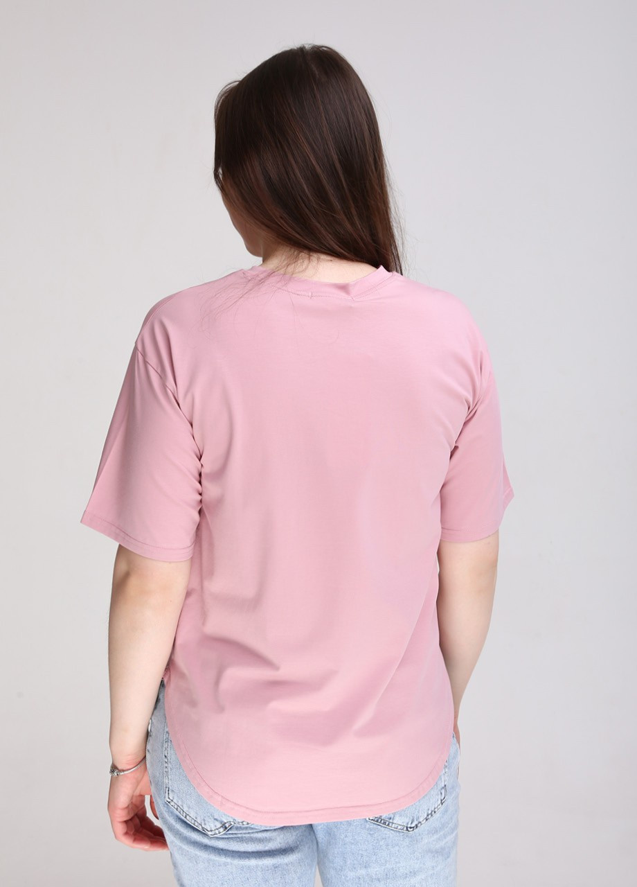 Рожева всесезон футболка жіноча рожева з принтом з коротким рукавом JEANSclub Прямая