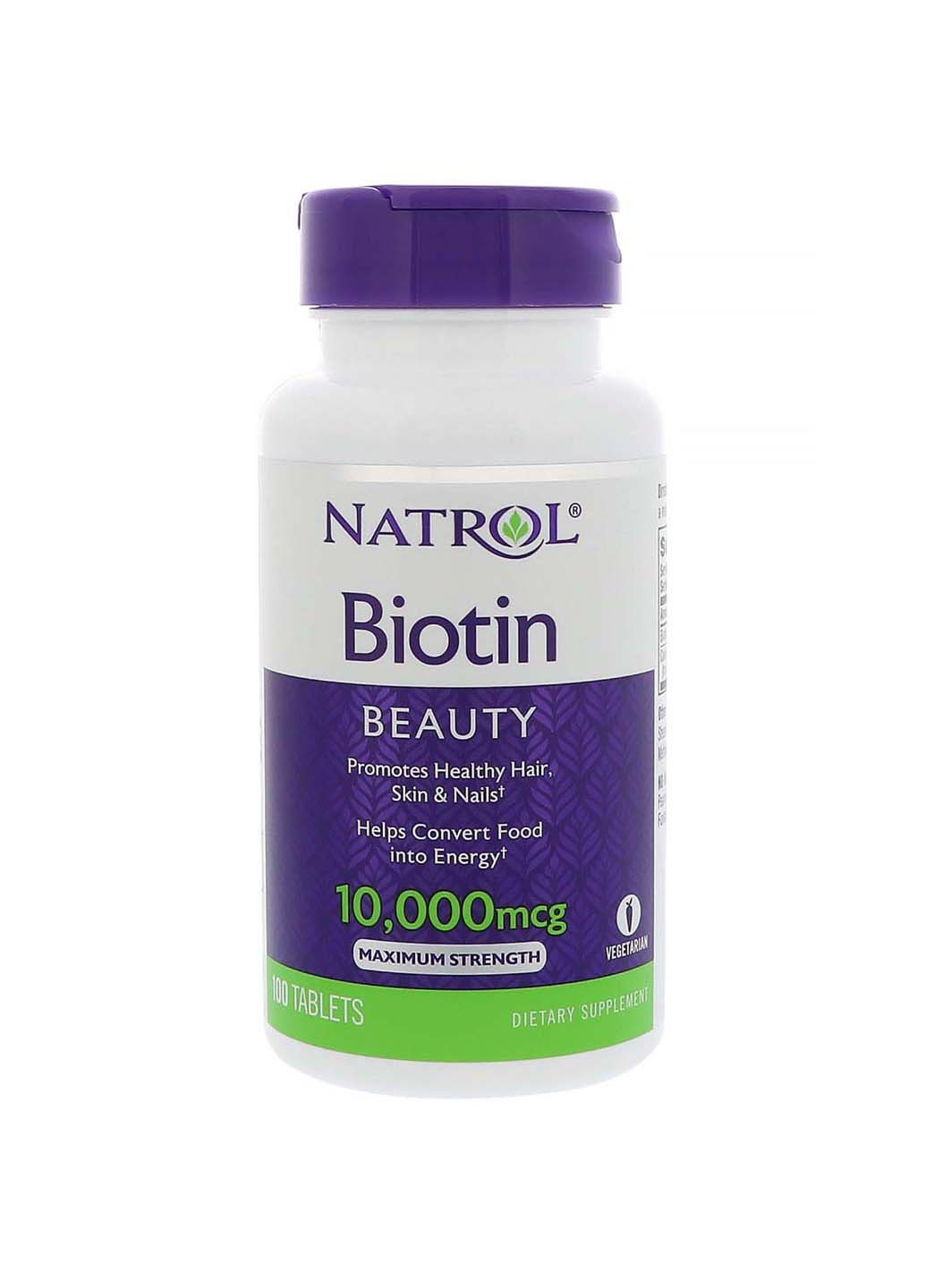 Биотин максимум 10000 мкг 100 таблеток Natrol (259813499)