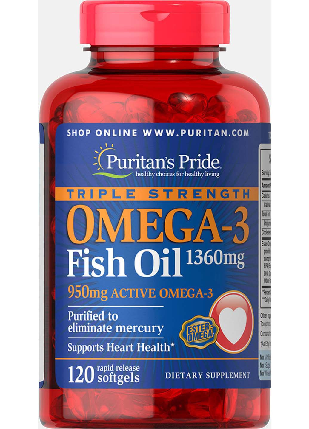 Рыбий жир Омега-3 1360 мг 950 мг 120 капсул Puritans Pride (259813560)