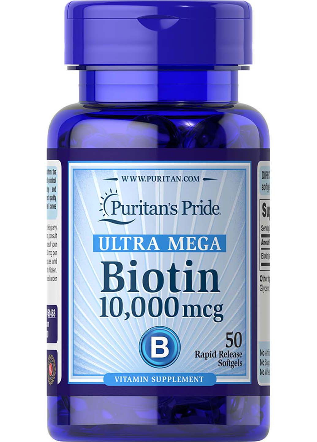 Біотин 10000 мкг 50 капсул Puritans Pride (259813562)
