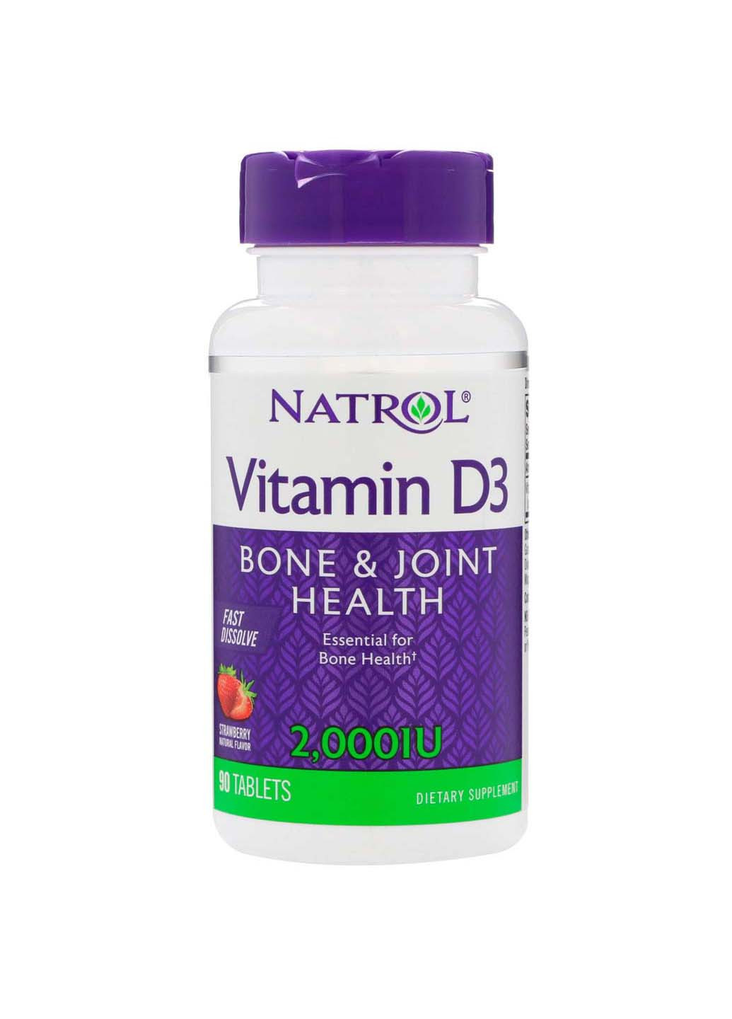 Витамин D3 2000 МЕ 90 таблеток Клубника Natrol (259813503)