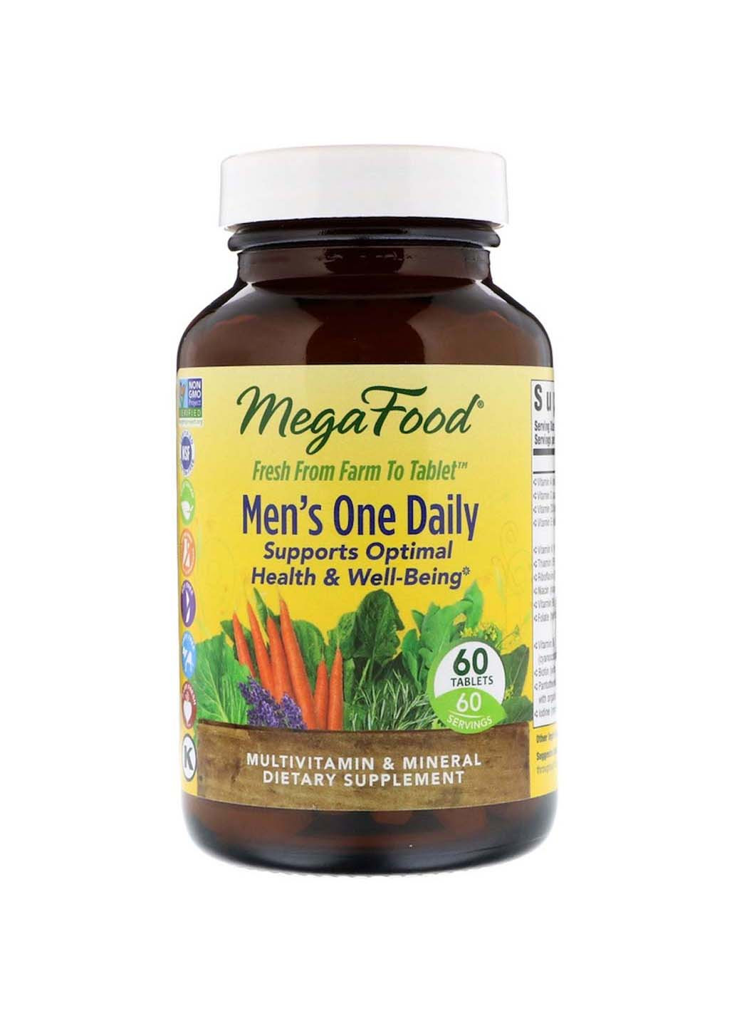Вітаміни для чоловіків Men's One Daily, без заліза, 1 на день, 60 таблеток MegaFood (259813523)