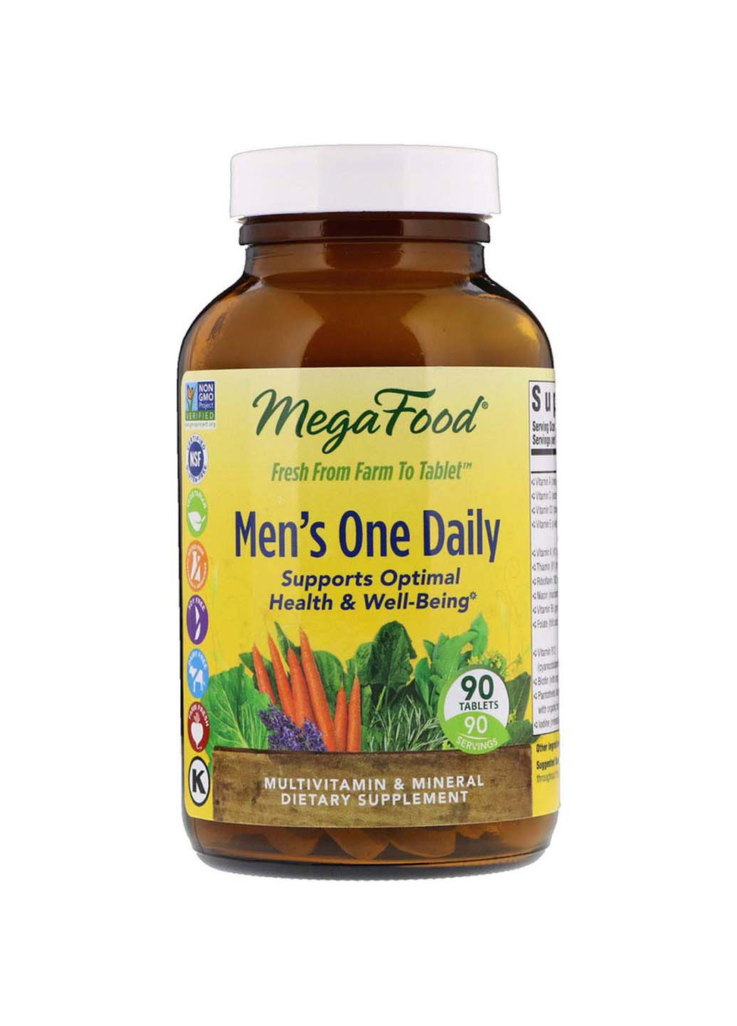 Вітаміни для чоловіків Mens One Daily без заліза 90 таблеток MegaFood (259813521)