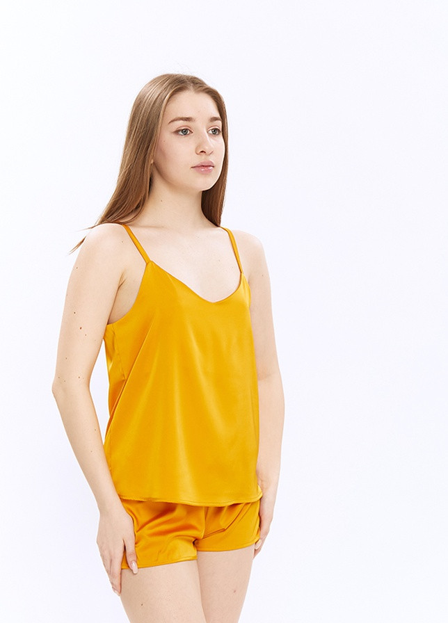 Жовта всесезон комплект шовковий з шортами mango майка + шорти Forly