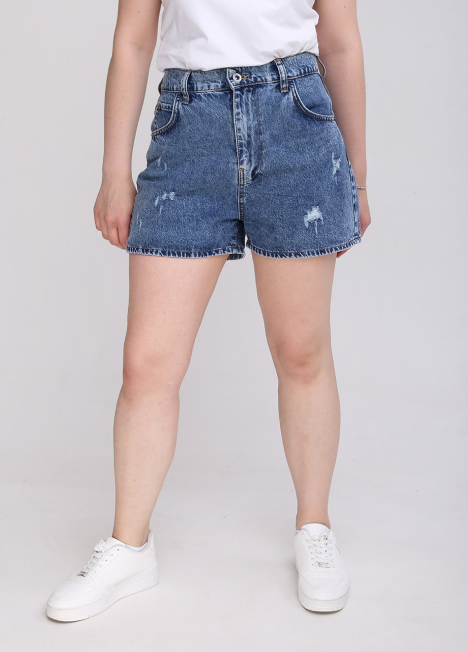 Шорти джинсові жіночі сині варені Cracpot mom (259815973)