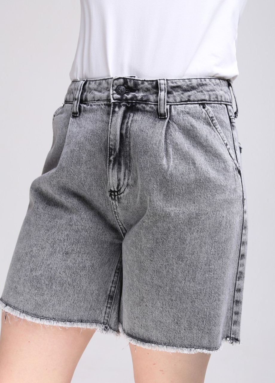 Шорты джинсовые женские серые с защипами Cracpot бермуды (259815975)