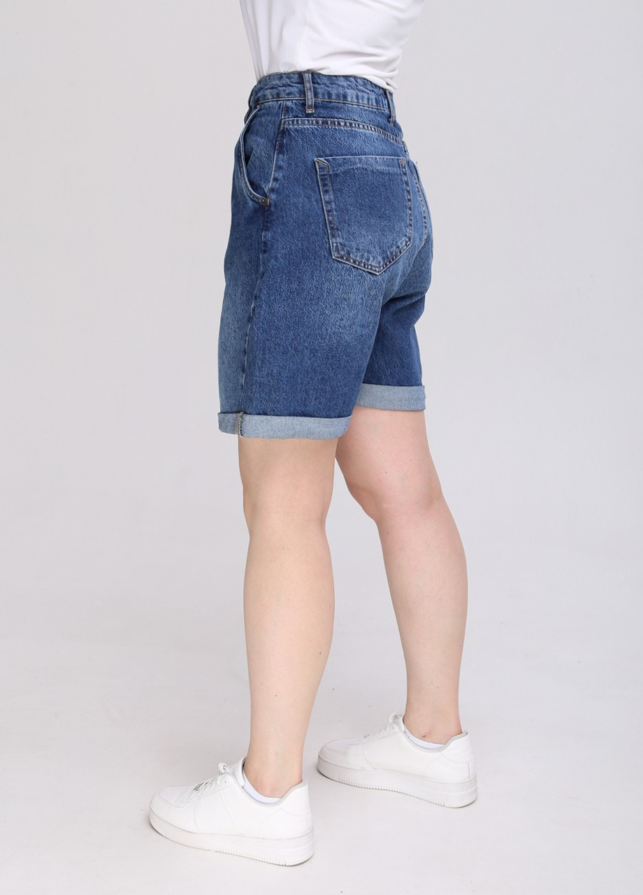 Шорти жіночі сині джинсові варені подовжені із защипами Cracpot mom (259815971)