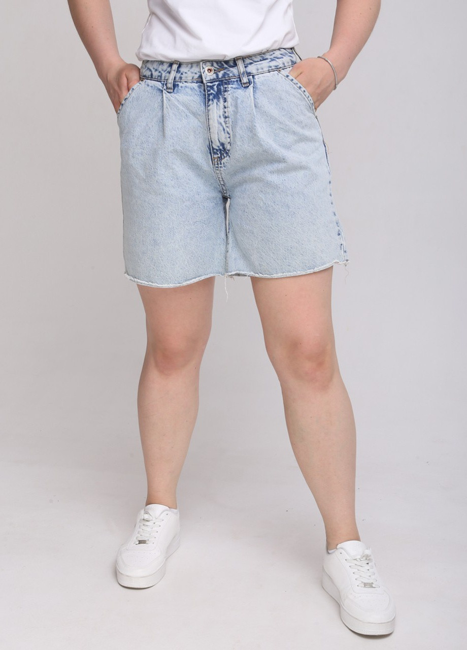Шорты джинсовые женские голубые с защипами Cracpot Бермуды (259815970)