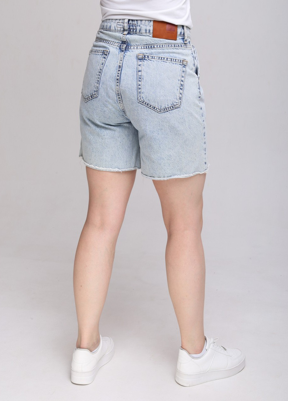 Шорты джинсовые женские голубые с защипами Cracpot Бермуды (259815970)