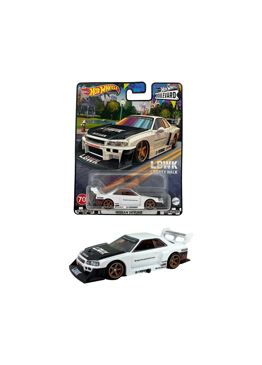 Колекційна модель машинки LB-ER34 Super Silhouette Nissan Skyline серії "Преміальні автівки" GJT68/HKF21 Hot Wheels (259861583)