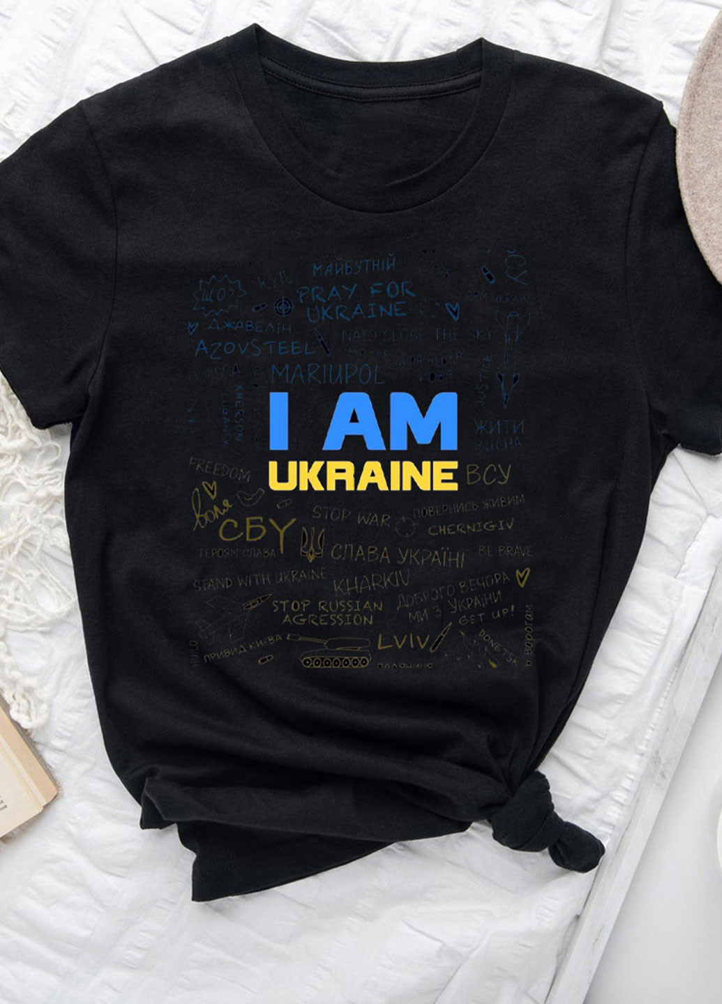 Черная демисезон футболка женская черная i am ukrainian ua Love&Live