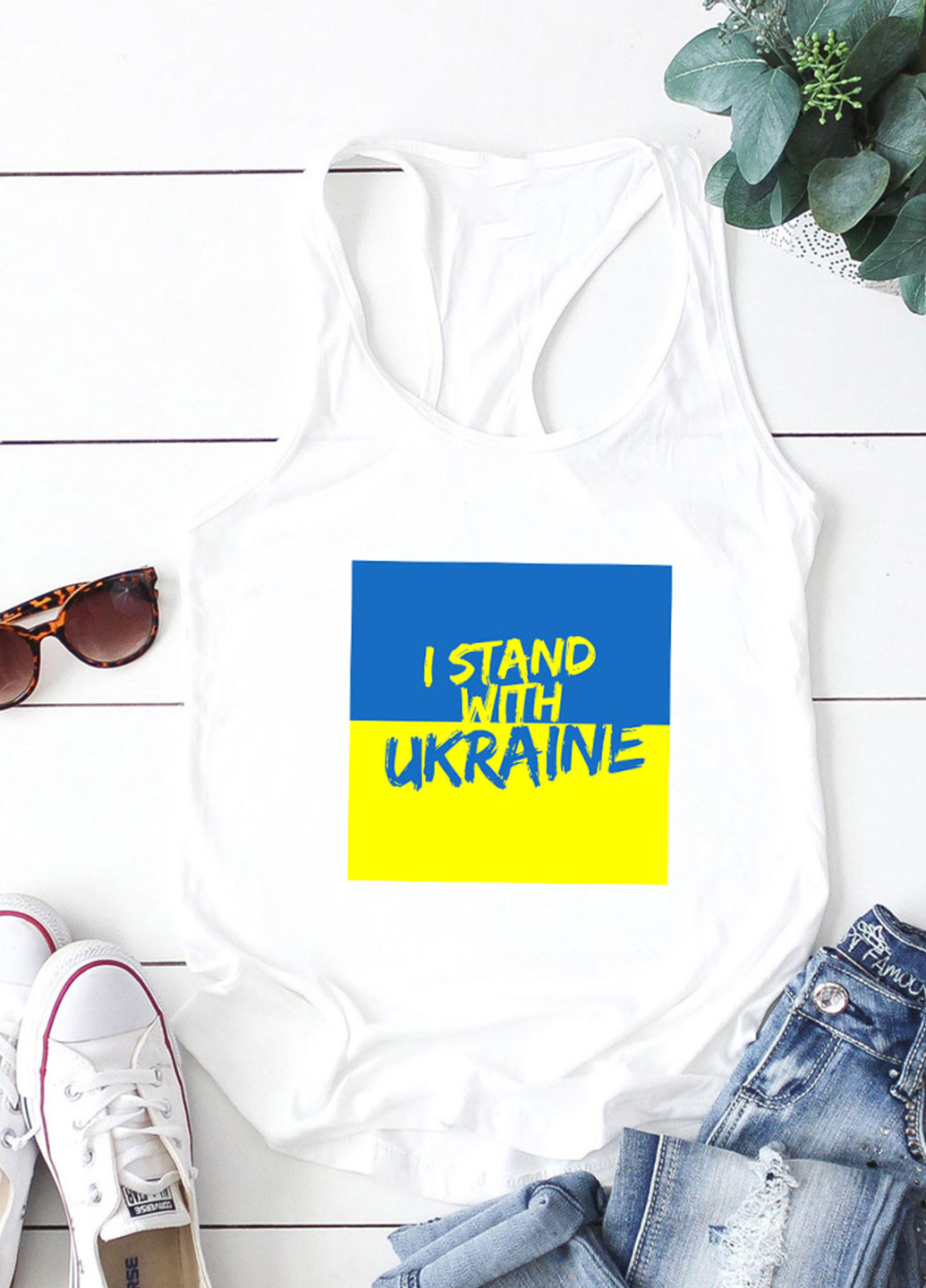 Майка жіноча біла I stand with Ukraine-2 Love&Live — 259875285