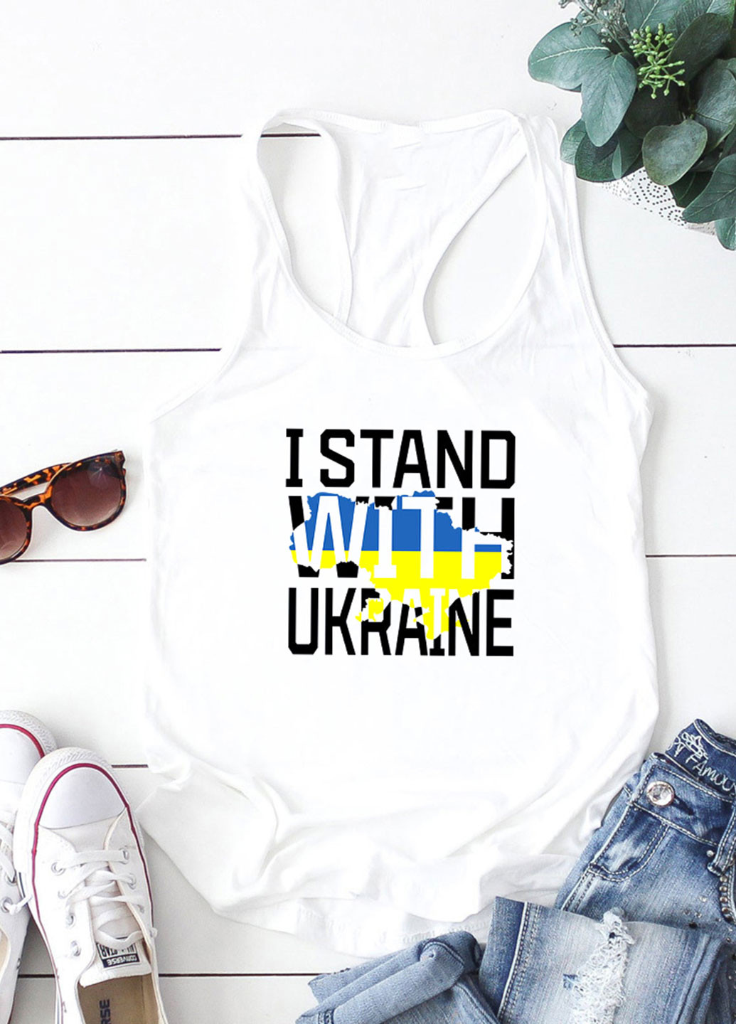 Майка жіноча біла I stand with Ukraine Love&Live — 259875274