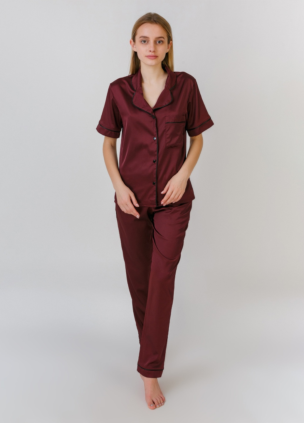 Бордова всесезон піжама жіноча сорочка + брюки Serenade