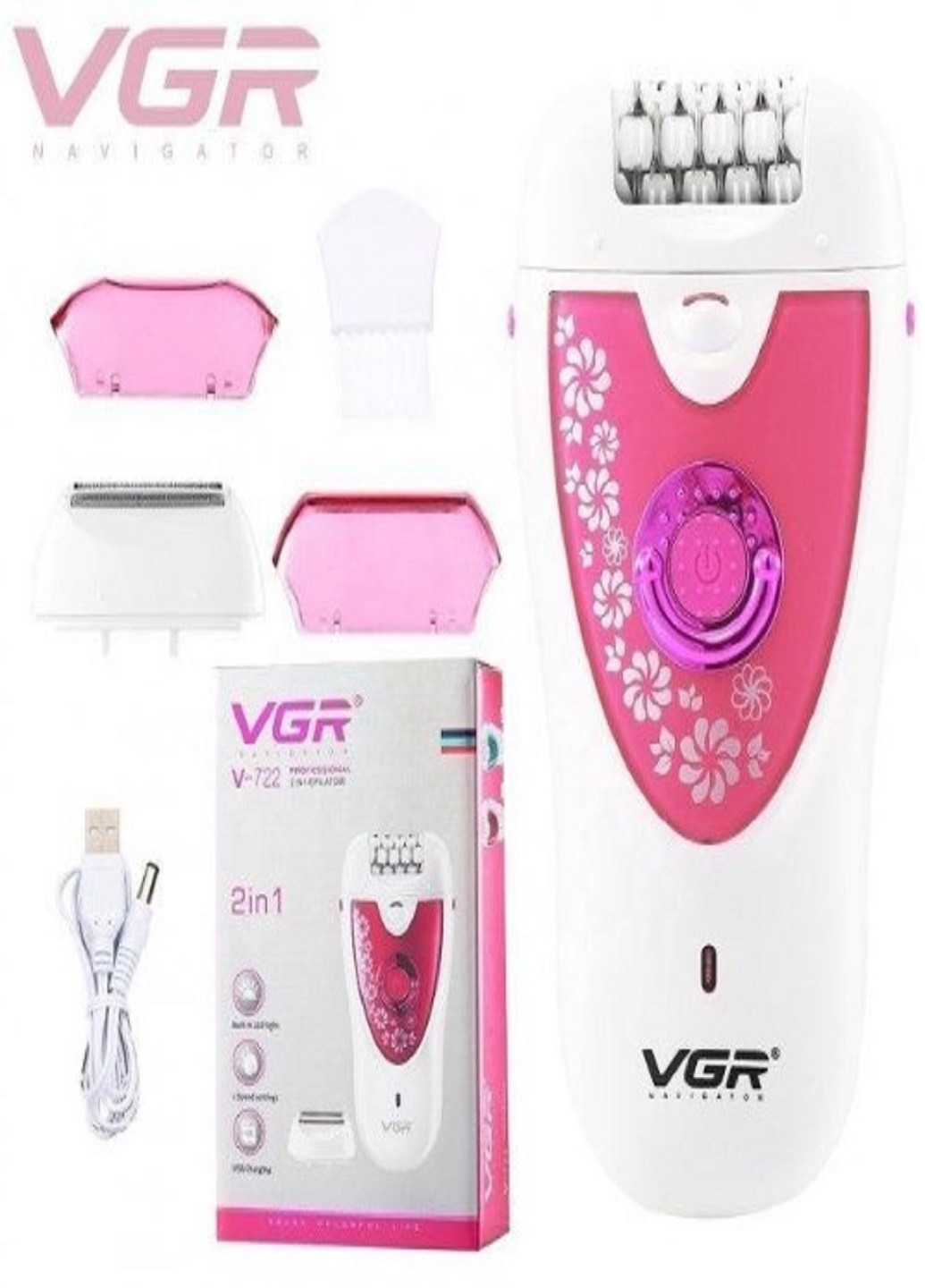 Жіночий епілятор VGR V-722 акумуляторний Рожевий VTech (259906232)