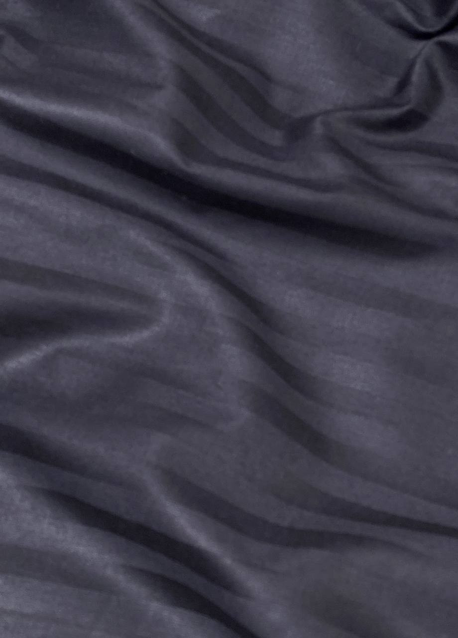 Комплект постельного белья Satin Stripe Black черный 100% хлопок 215х150 см 2 шт, семейный No Brand (259942526)