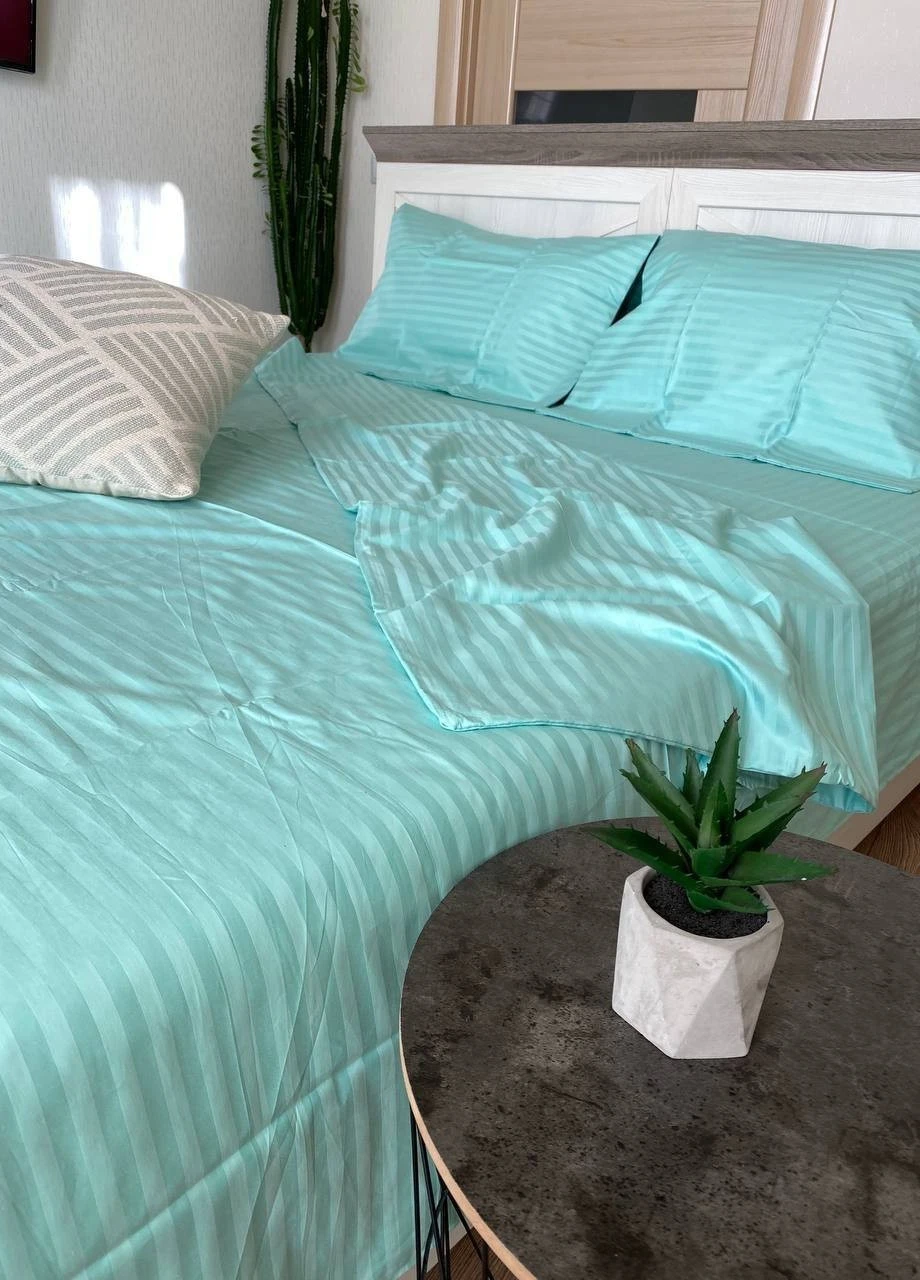 Комплект постільної білизни Satin Stripe Tiffany тіфані 100% бавовна 220х180 см No Brand (259942520)