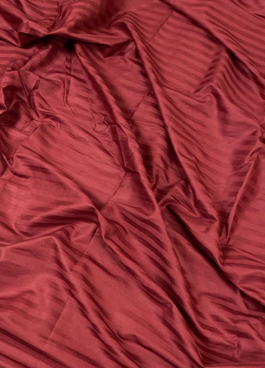 Комплект постельного белья Satin Stripe Bordo бордовый 100% хлопок 220х200 см евро No Brand (259942469)