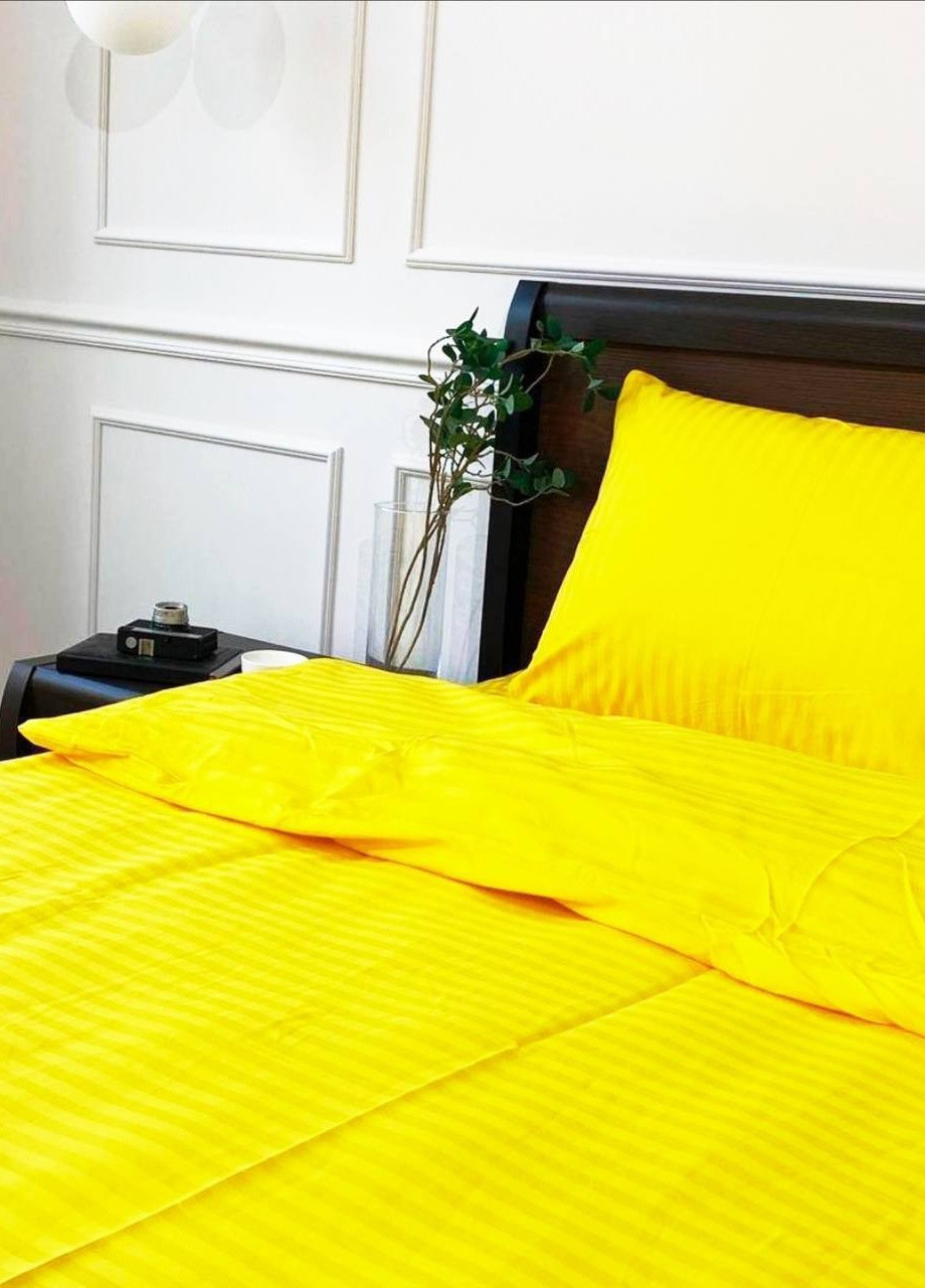 Комплект постільної білизни Satin Stripe Yellow 100% бавовна 220х180 см No Brand (259942474)