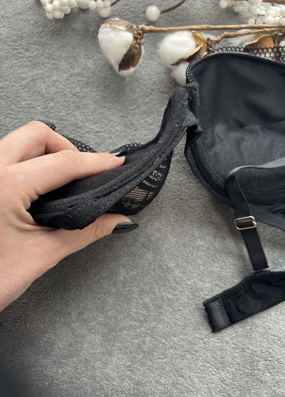 Чорний бюстгальтер роксолана 3d з масажним гелевим потрійним пуш ап 3см 80c 85c 90с чорний No Brand